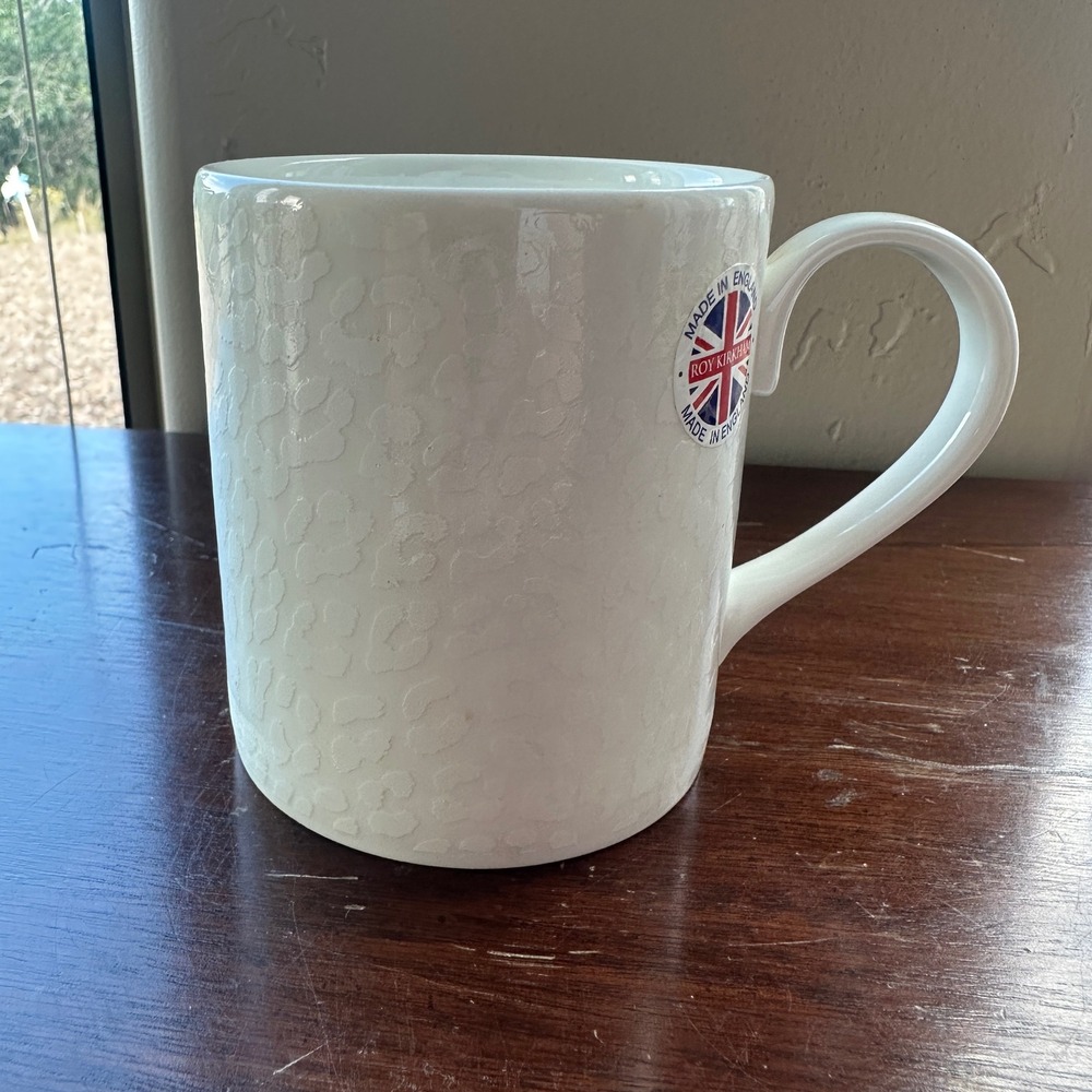 Roy Kirkham Mug White Leopard‎ Print Fine Bone China Made in England Cream Ivory - Picture 7 of 8